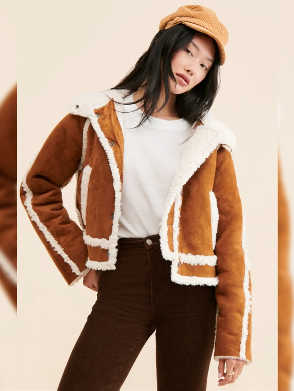 Free People We‎ The Free Vegan Exchange Shearling Jacket Tan Women's